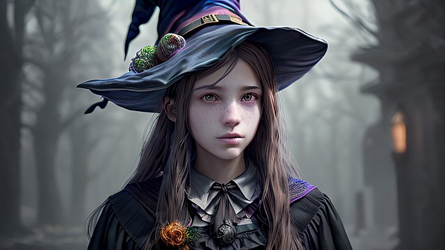 portrait of a young beautiful witch  - high-resolution, ultra-detailed, hyper-realistic, photorealistic