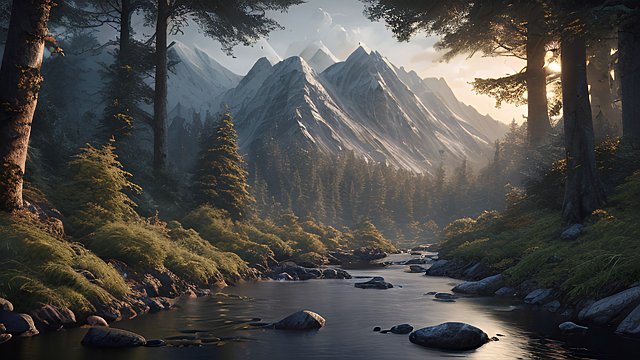 oil on canvas  loraadddetail066 4k breathtaking oil painting of mountain forests  intricate realistic details