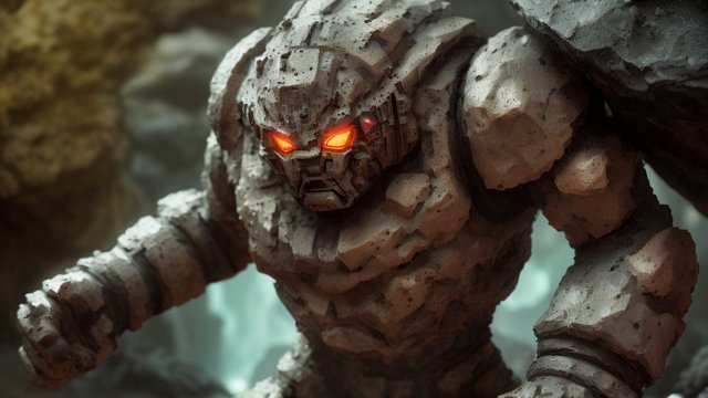 award winning ultradetailed ultramesmerizing photo of a stone golem around rocks  intricate ultrarealistic details