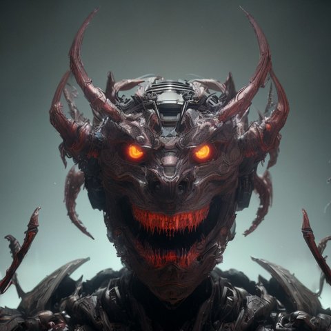 breathtaking photo of a robotic demon  intricate details