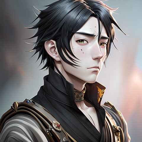 an anime guy with dark hairs painting  anime drawing  intricate details  award winning painting