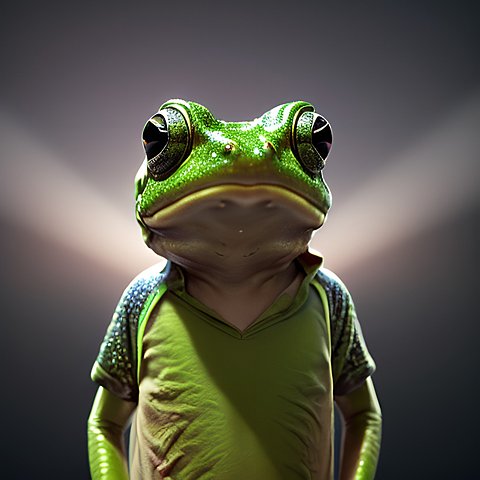 award winning portrait of a frog wearing a shirt  night sky background