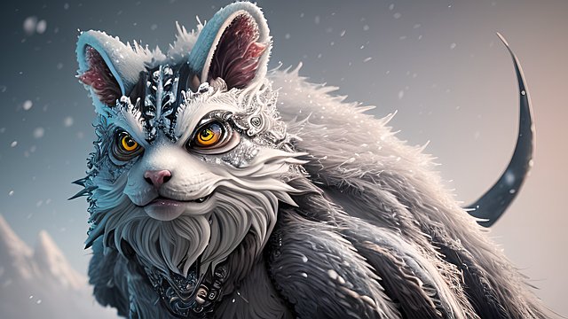 a whimsical magical creature in snow
