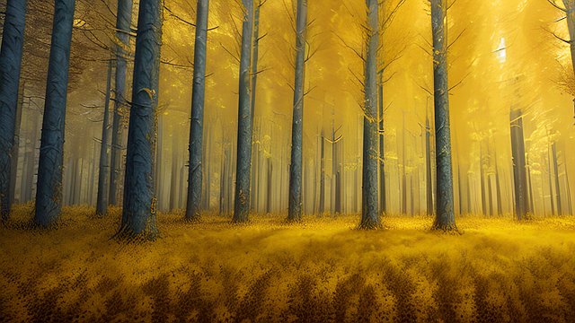 award winning mesmerizing photo of yellow forest  intricate realistic details