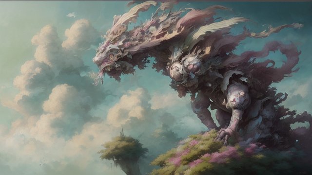 breathtaking anime painting of a whimsical creature  details  breathtaking anime clouds