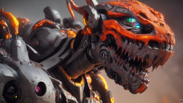 robotic demon  intricate details  portrait  colorful