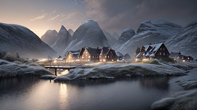 award winning shot of norway countryside, intricate realistic details, amazing atmosphere, photorealistic
