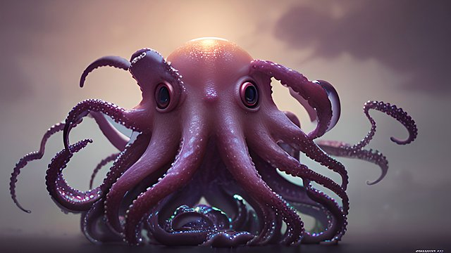 a cute little octopus in the night