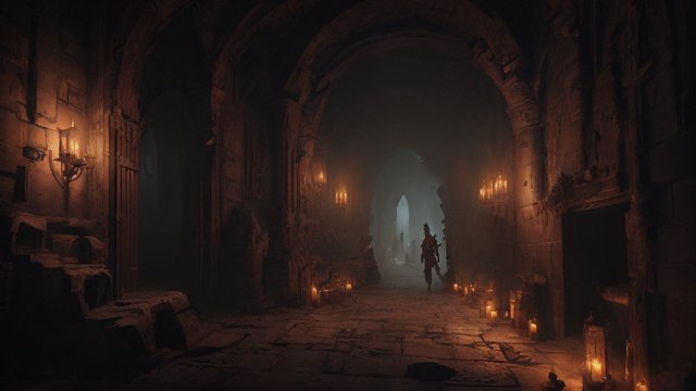 breathtaking painting of a dark dungeon  intricate realistic details