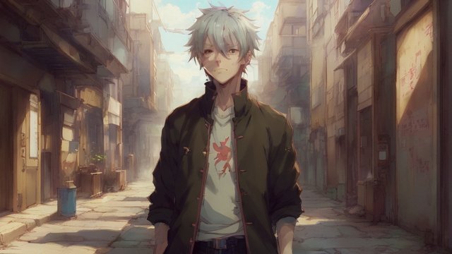portrait face anime male anime happy girl in an alley, anime painting, anime manga style, manga style, anime style
