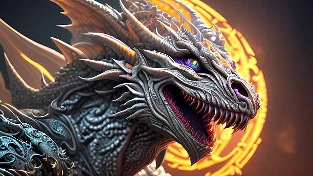 ethereal white draconic face, beautiful colorful, intricate details, dark background, award winning colorful painting