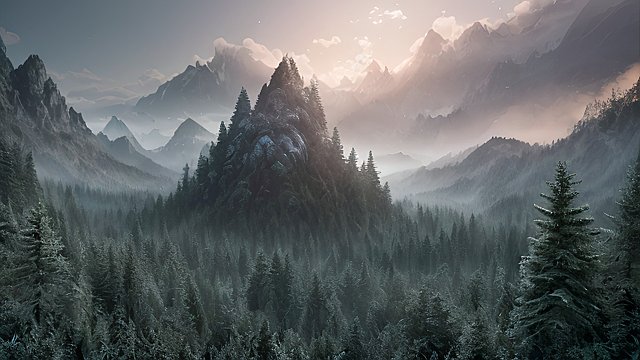 breathtaking 4k uhd photo of forest mountains  intricate realistic details  in