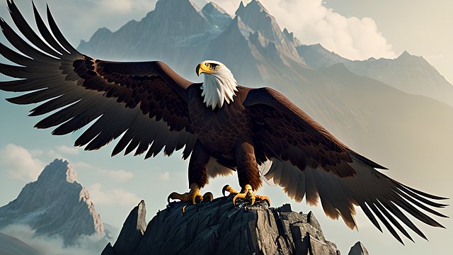 a beautiful eagle  amazing mountain background