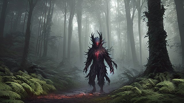 a dark demon in a forest  the most breathtaking award winning amazing 4k uhd detailed fascinating photo  intricate realistic details  amazing original cloud