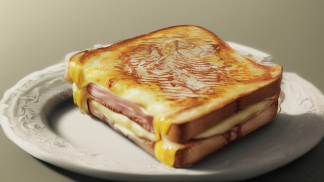 breathtaking painting of a croque monsieur, intricate details