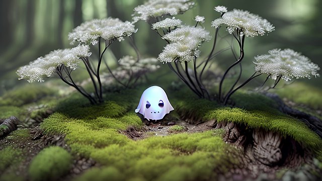 breathtaking award winning 4k uhd photo of a tiny ghost flower in a forest mountain  intricate realistic details