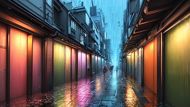 4k breathtaking RAW color photo of a rainy night in a tokyo small alley  intricate realistic details