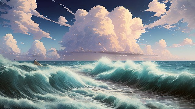 breathtaking anime painting of a shore in an anime or manga style  manga  in the open with astonishing clouds