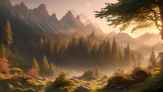 mountain forest  morning atmosphere