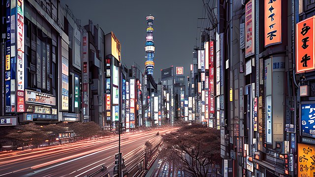 4k breathtaking ultrarealistic RAW color photo of a night in tokyo  intricate realistic details