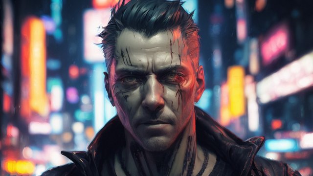 award winning portrait of a man in a cyberpunk tokyo