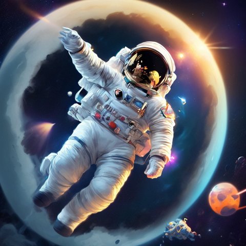 2d sticker of an astronaut lost in space