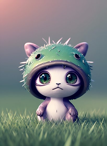 a cute little whimsical creature in grass