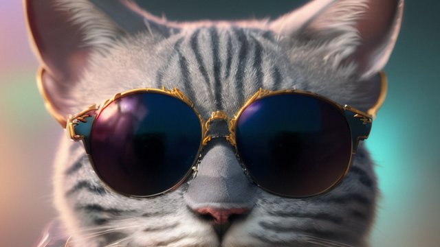 breathtaking portrait photo of a cool cat wearing sunglasses   intricate realistic details  dark shades  award winning