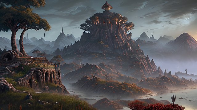 award winning photo of morrowind landscape, intricate realistic details