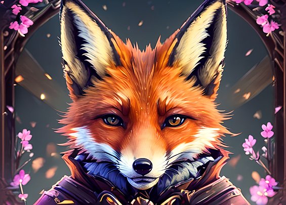 portrait of a fox  colorful  black background  intricate details  dark shade