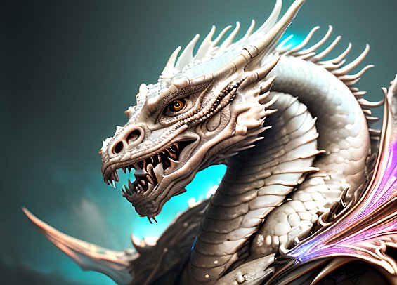 portrait white dragon  detailed angelarium  intricate details  award winning colorful painting