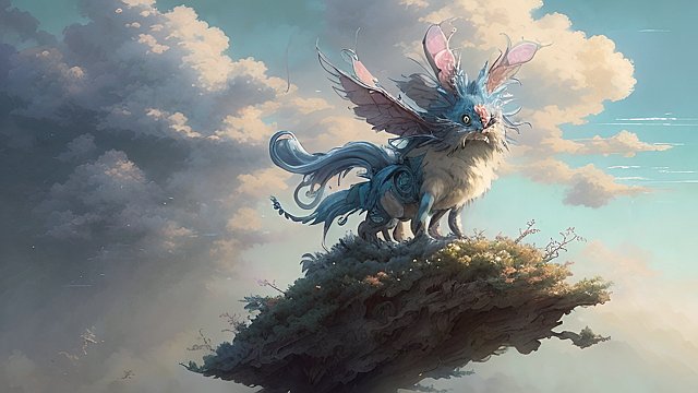 breathtaking anime painting of a whimsical creature  details  breathtaking anime clouds