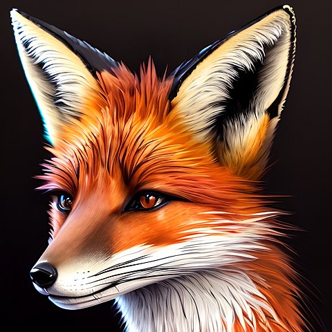 portrait of a fox  very colorful  black background  intricate details  dark shade