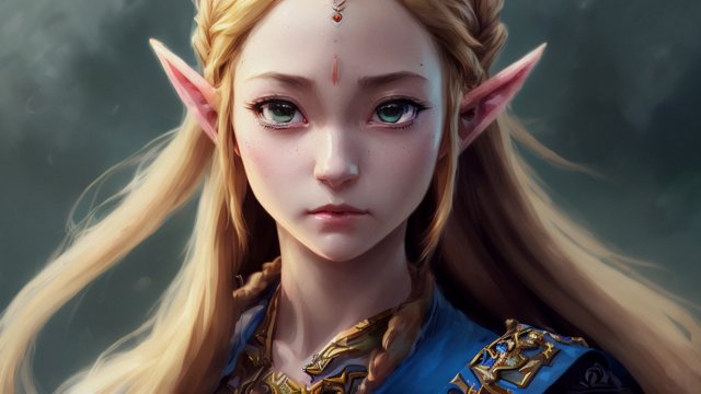 breathtaking portrait of zelda  high quality anime drawing