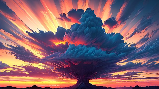 award winning colorful sunset photo, high contrast, intricate realistic details, breathtaking clouds