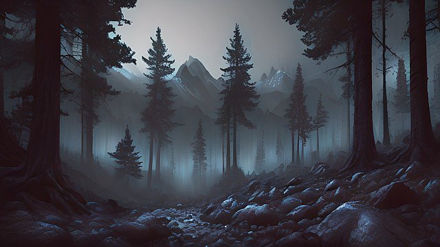 forest mountains, dark atmosphere