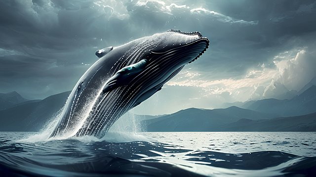 award winning photo of a whale inside water  intricate realistic details  amazing clouds