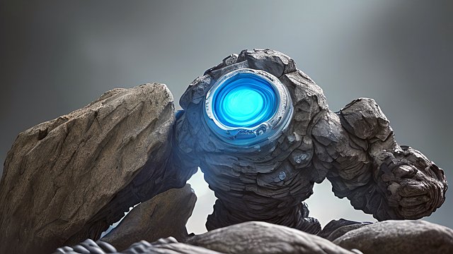 award winning ultradetailed ultramesmerizing painting of a stone golem around rocks  intricate ultrarealistic details  realistic  mesmerizing picture