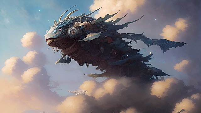 breathtaking anime painting of a whimsical creature  details  breathtaking anime clouds