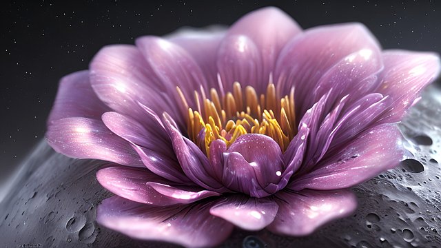 breathtaking award winning 4k uhd photo of a flower on the moon  intricate realistic details