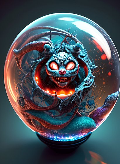 a little demon inside a sphere  award winning  intricate details