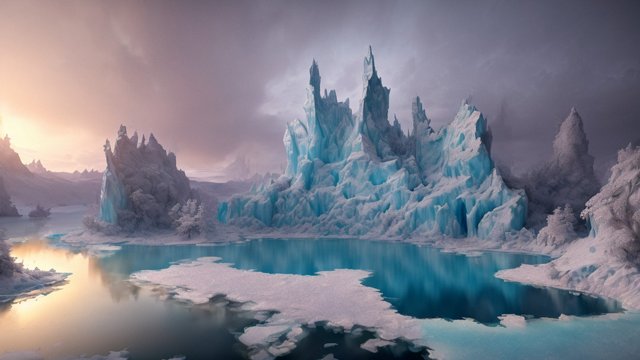 breathtaking 4k uhd photo of an ice lake, intricate realistic details