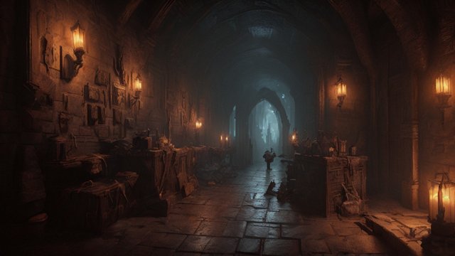 breathtaking painting of a dark dungeon  intricate realistic details