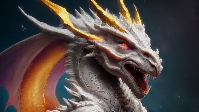 breathtaking ethereal draconic face of a white dragon  beautiful colorful  intricate details  dark background  award winning colorful painting