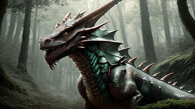 breathtaking portrait of a dragon in a forest  intricate realistic details