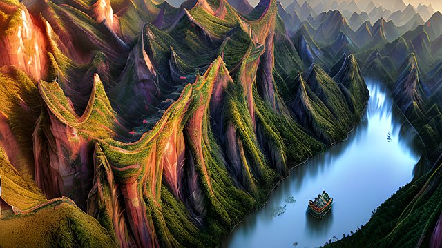 amazing shot in chinese mountains - high-resolution, ultra-detailed, 3D, hyper-realistic, photorealistic