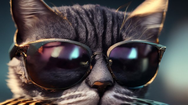 portrait photo of a cool cat wearing sunglasses,  intricate details, dark shades, award winning