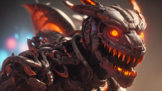 robotic demon  intricate details  portrait  colorful