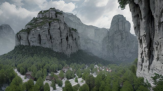 amazing shot in french vercors - high-resolution  ultra-detailed  3D  hyper-realistic  photorealistic