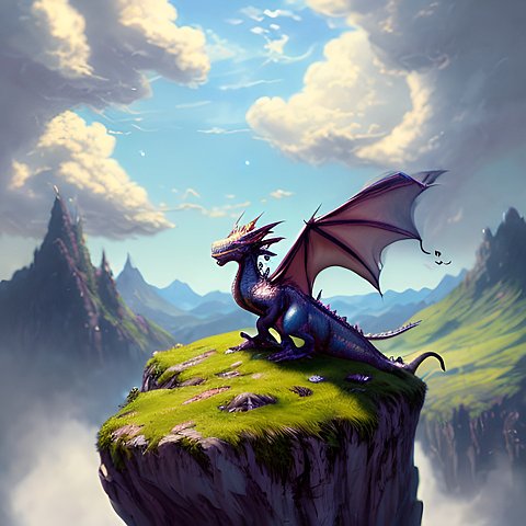 a whimsical cute little dragon, beautiful landscape, anime drawing, anime, clouds
